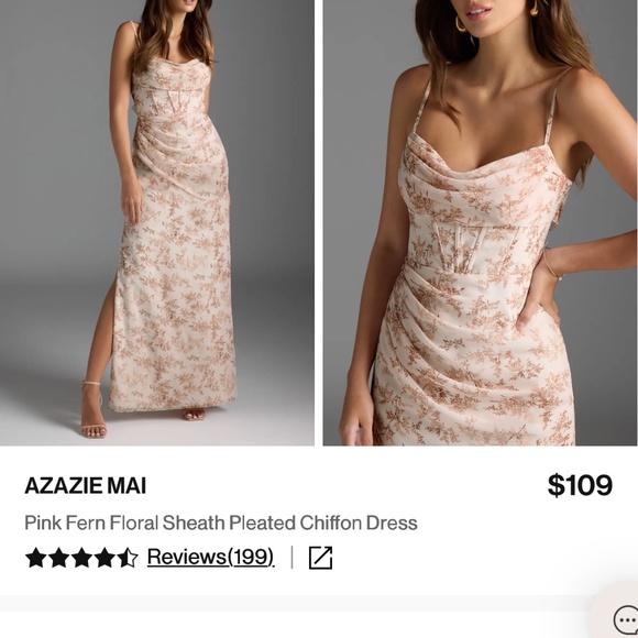 Azazie Mai Pink Fern Floral NWT - Picture 1 of 4